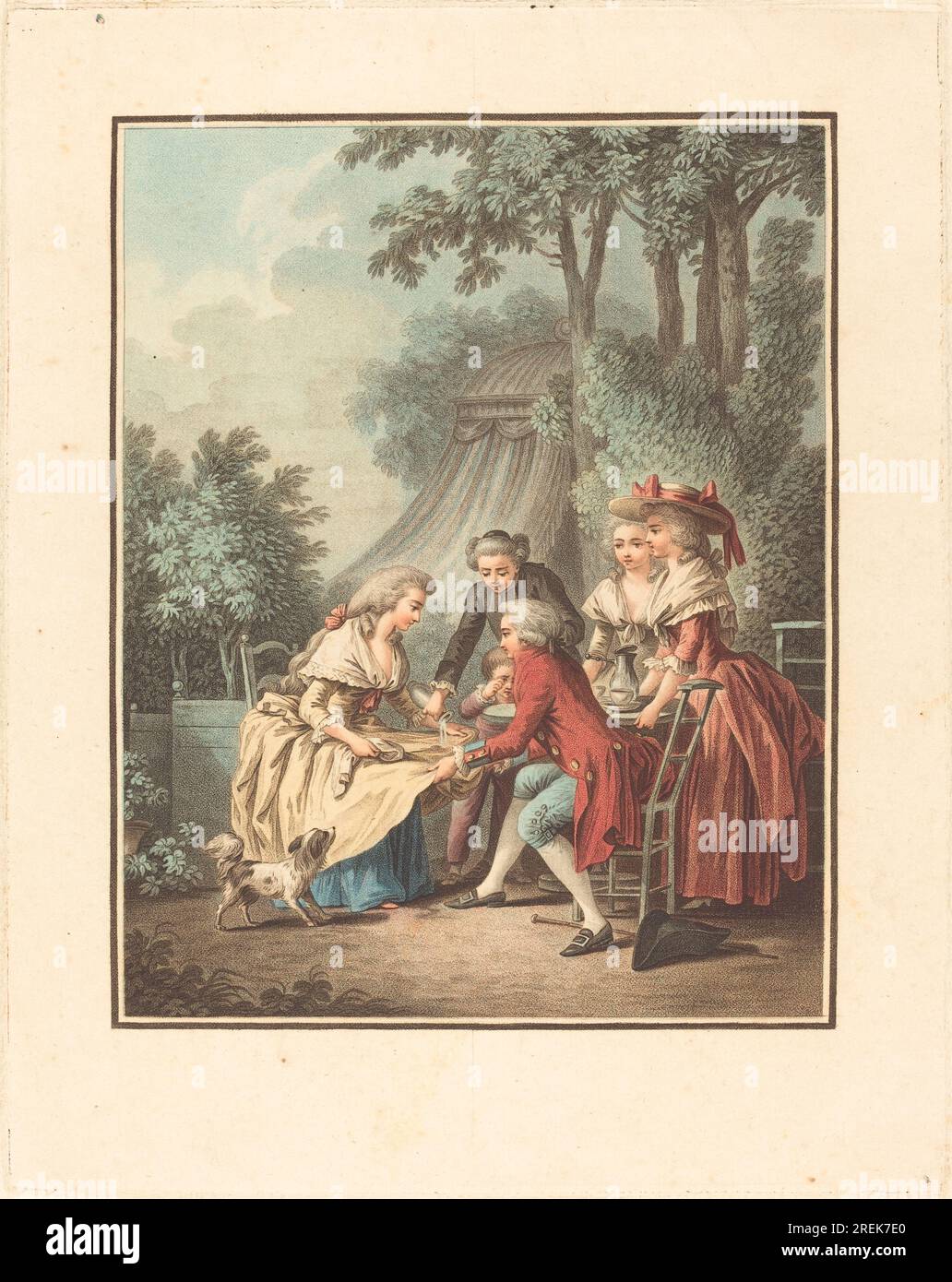 'Louis-Marin Bonnet after Jean-Baptiste Hüet, I, Le Déjeuné, color stipple etching, Widener Collection, 1942.9.2203' Stock Photo