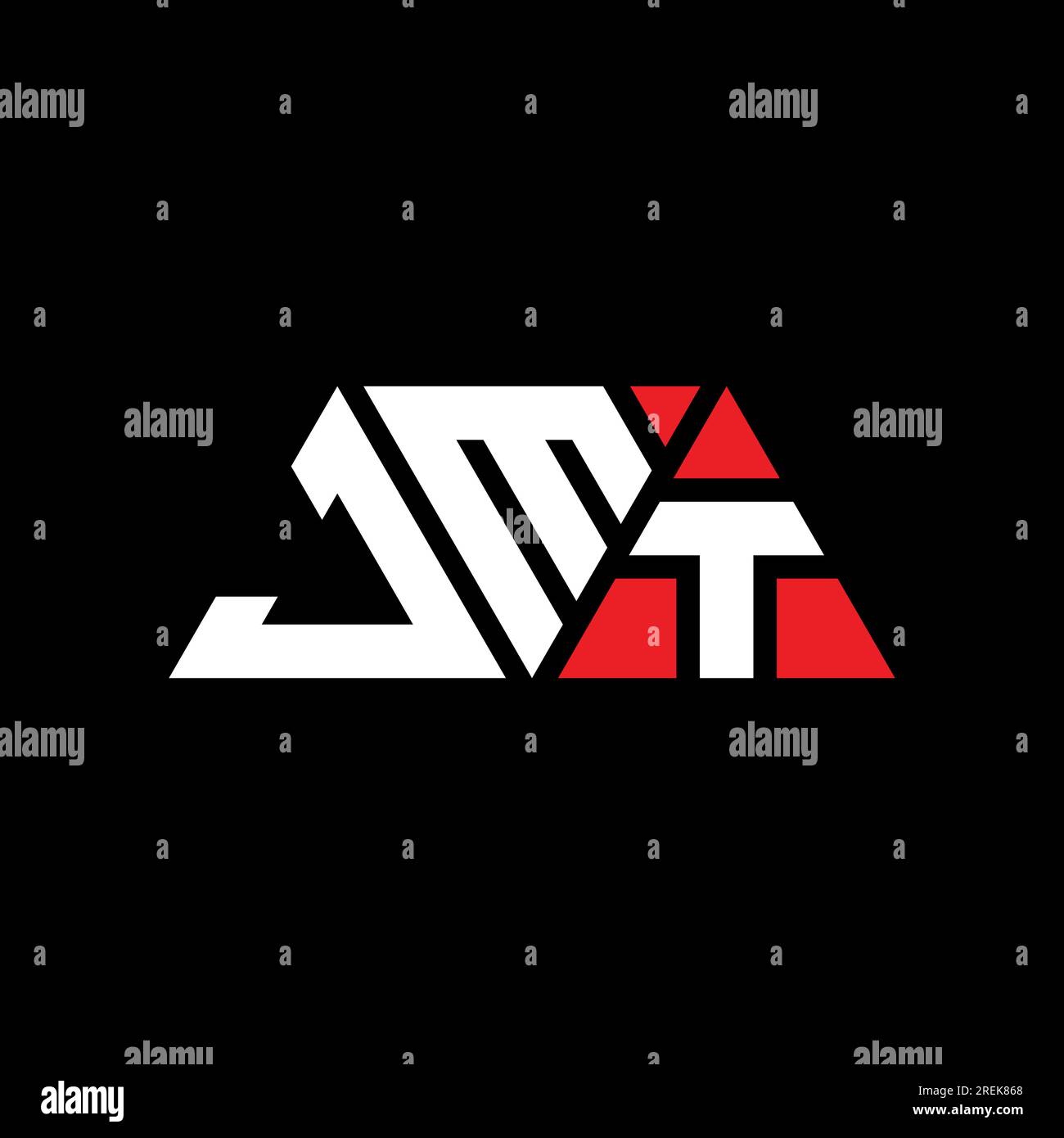 JMT triangle letter logo design with triangle shape. JMT triangle logo design monogram. JMT triangle vector logo template with red color. JMT triangul Stock Vector
