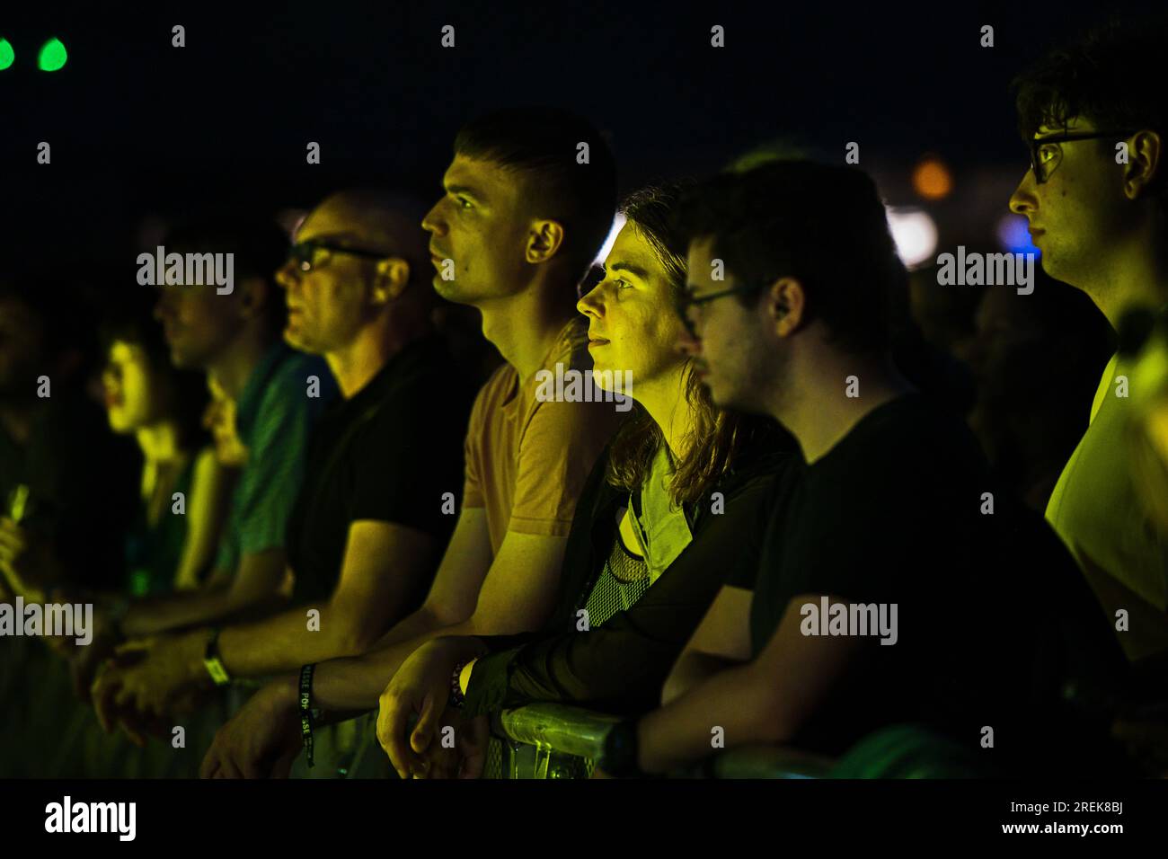Brno, Czech Republic. 28th July, 2023. People during the concert of American-British duo Panda Bear & Sonic Boom at the Pop Messe international music festival in Brno, Czech Republic, July 28, 2023. Credit: Patrik Uhlir/CTK Photo/Alamy Live News Stock Photo