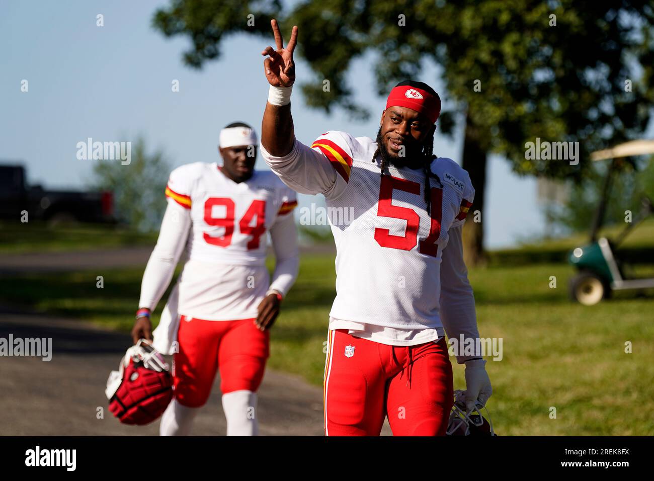 Kansas City Chiefs defensive end Mike Danna arrives at NFL football