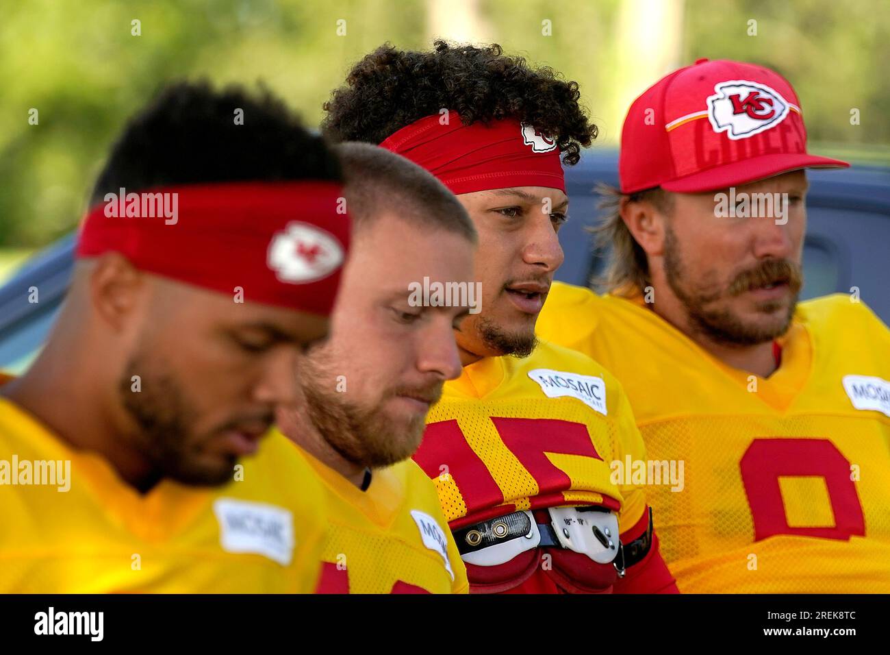 Kansas City Chiefs quarterbacks from left to right, Chris Oladokun