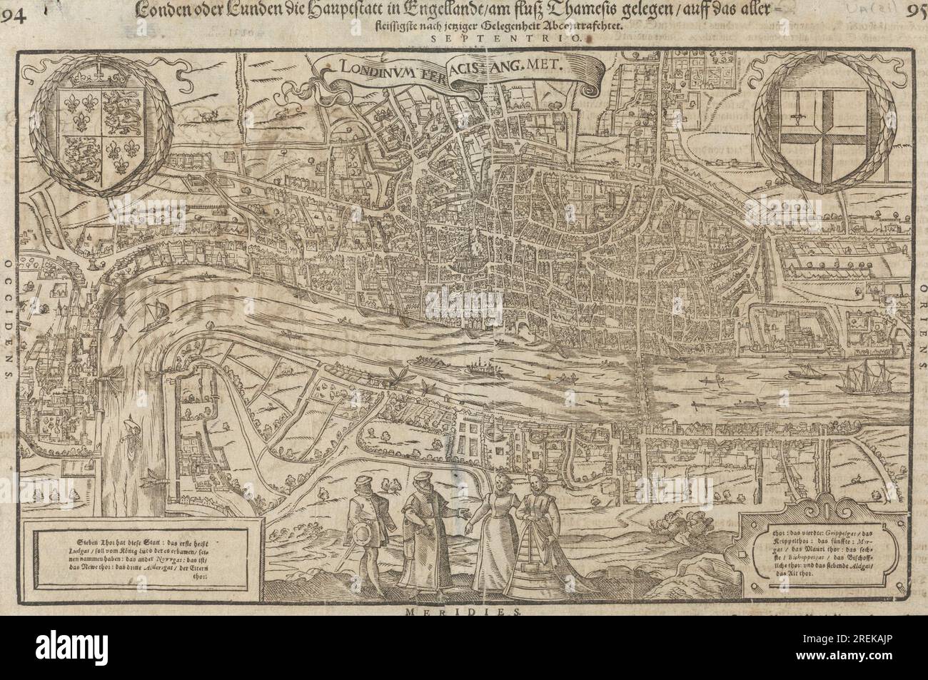 Paris France, antique woodcut map by Sebastian Münster 1561