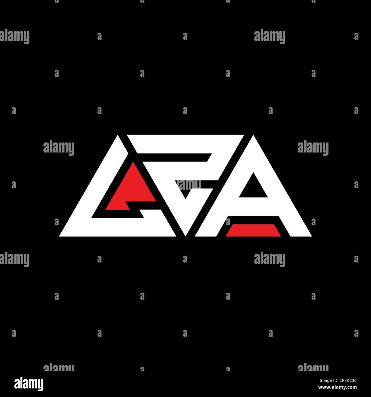 LZA triangle letter logo design with triangle shape. LZA triangle logo design monogram. LZA triangle vector logo template with red color. LZA triangul Stock Vector