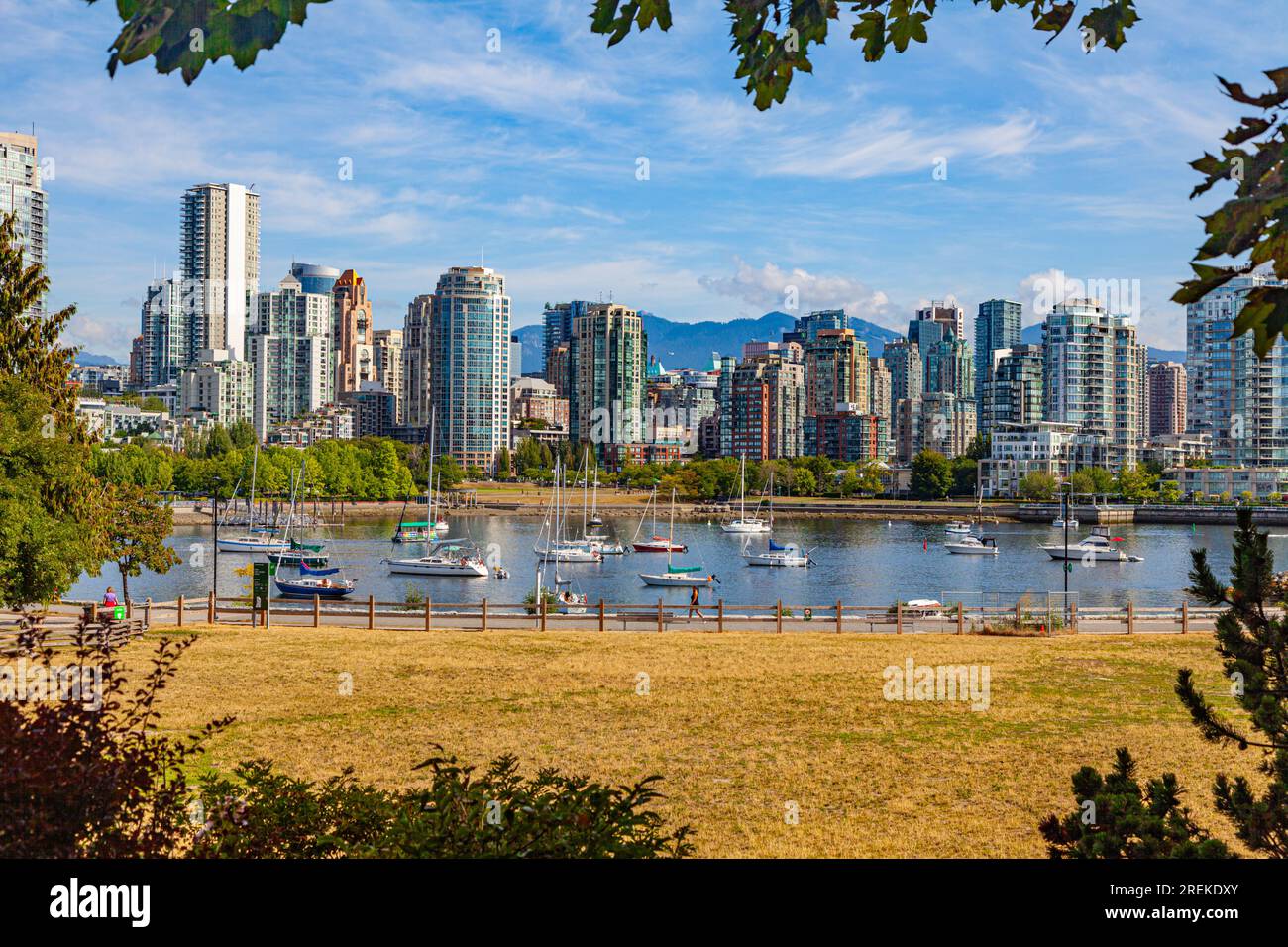 View across False Creek to the Yaletown residential districr of Vancouver Canada Stock Photo