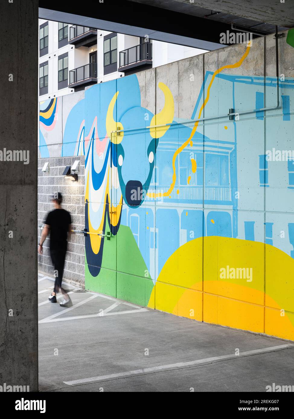 Mural in residential parking garage Stock Photo - Alamy