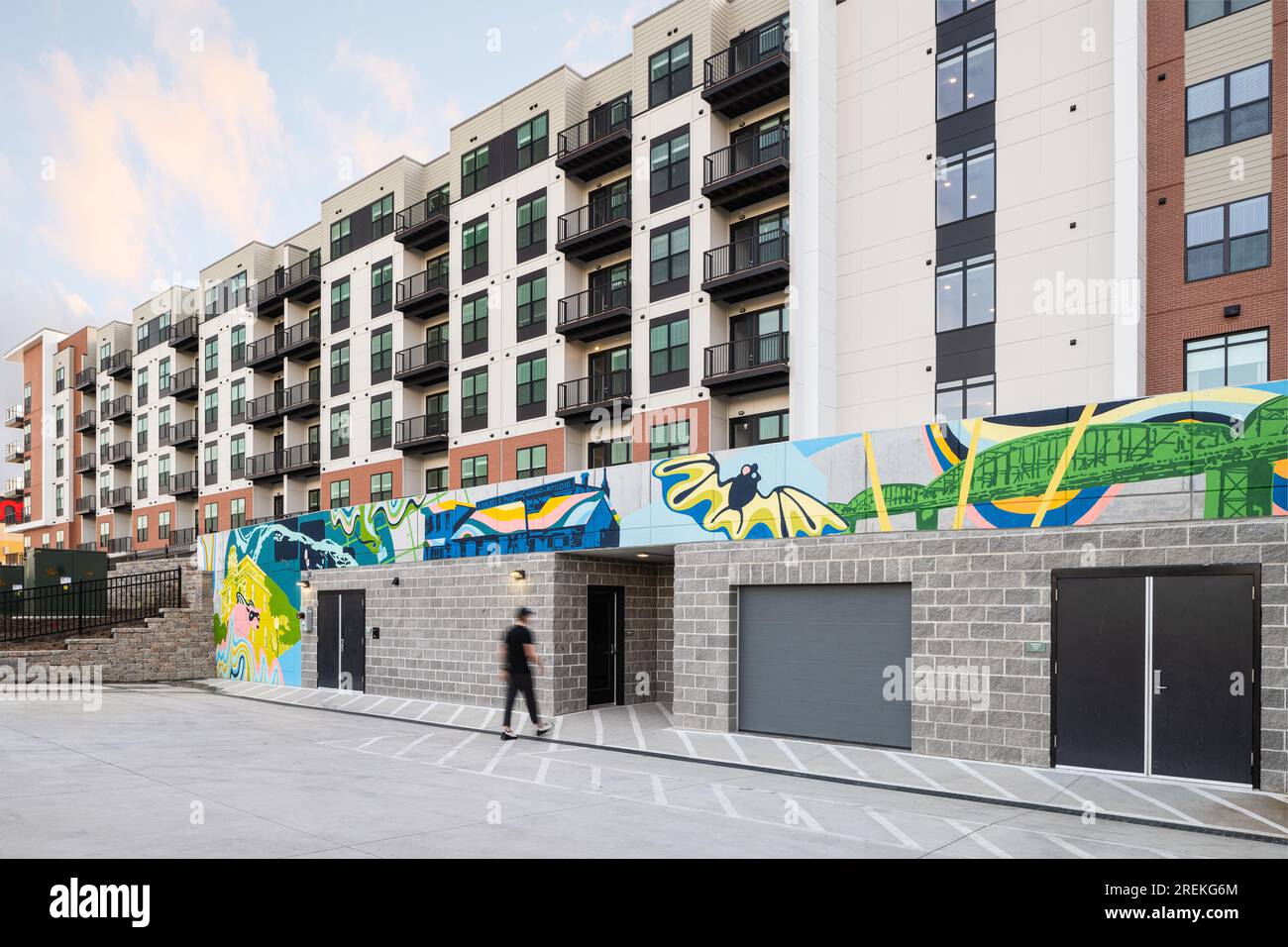 Mural in residential parking garage Stock Photo