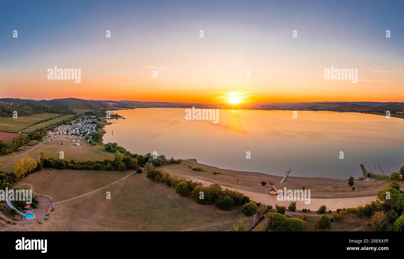 Kelbra reservoir at sunset Stock Photo