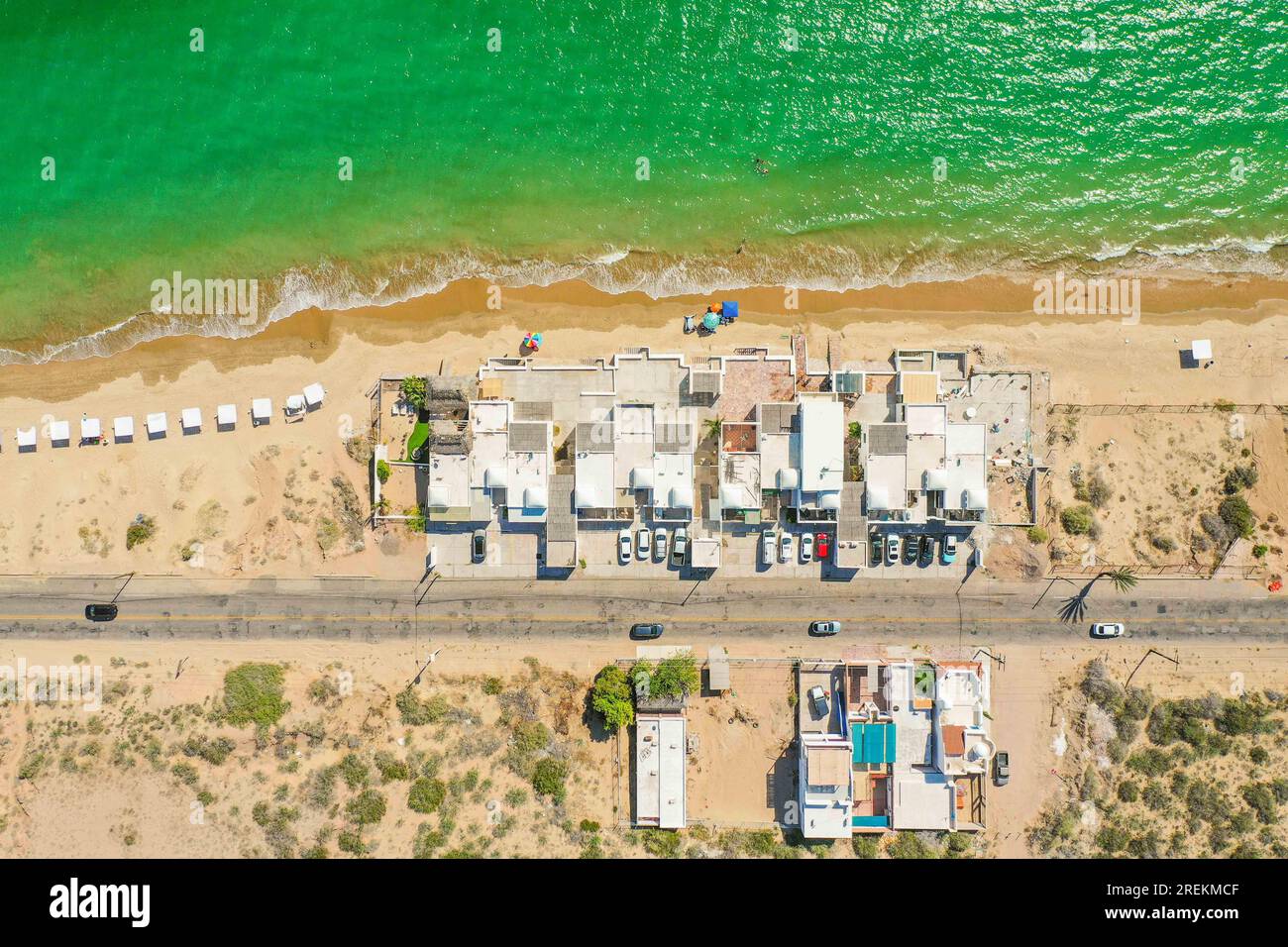 Aerial view of the beach in Bahia de Kino, Sonora, Mexico. real estate
