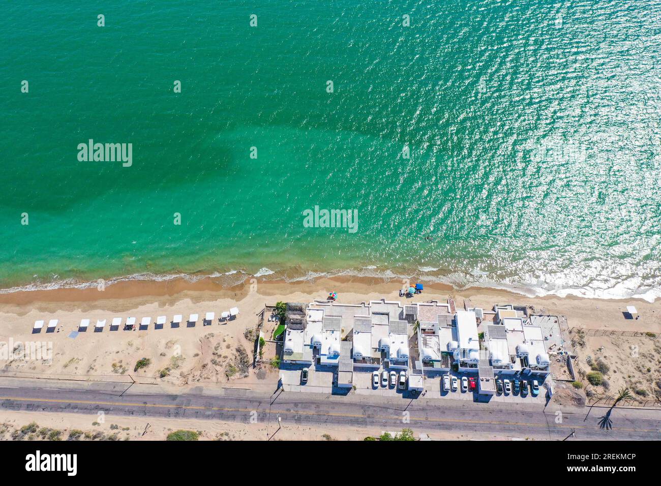 Aerial view of the beach in Bahia de Kino, Sonora, Mexico. real estate