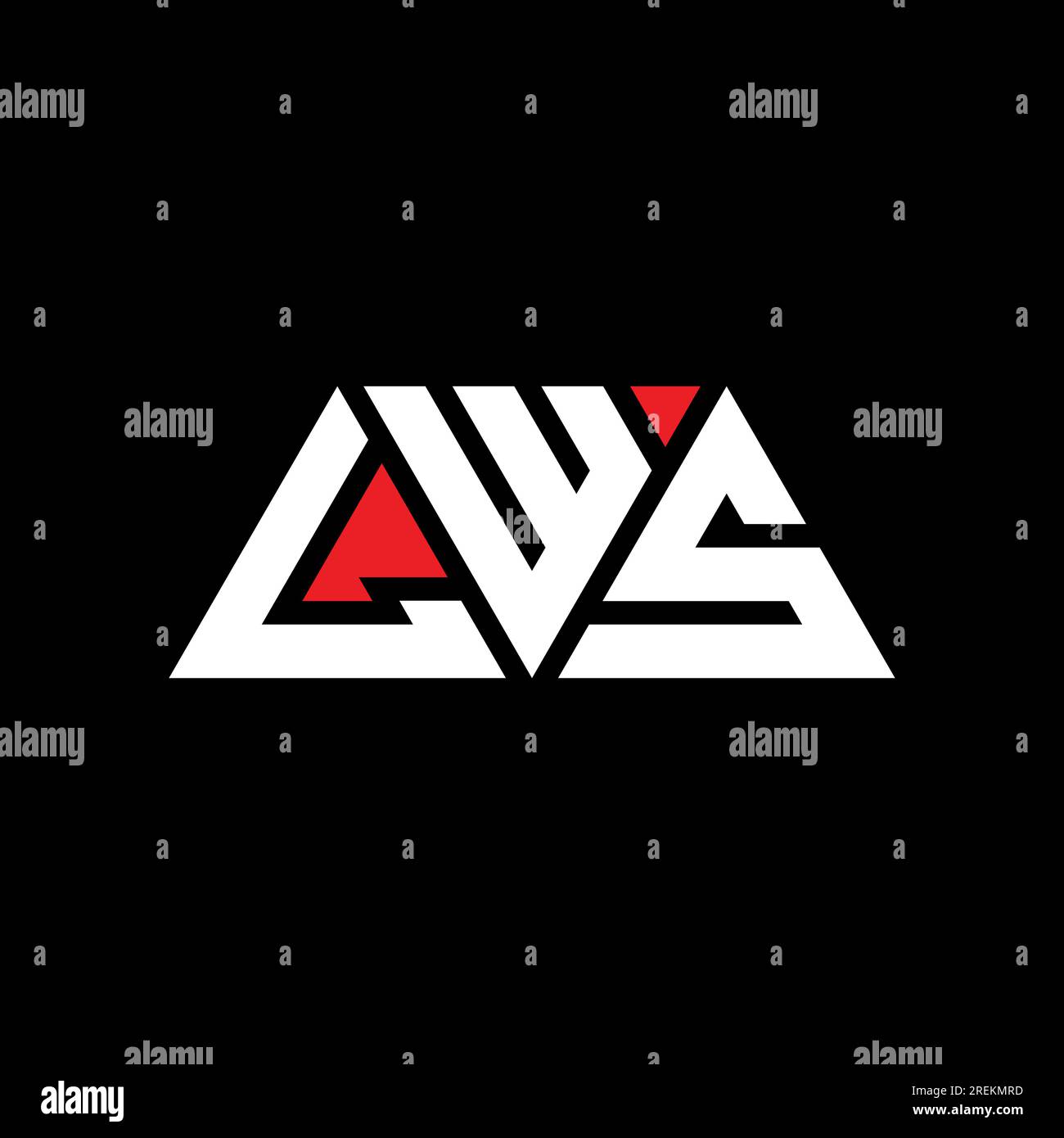 LWS triangle letter logo design with triangle shape. LWS triangle logo design monogram. LWS triangle vector logo template with red color. LWS triangul Stock Vector