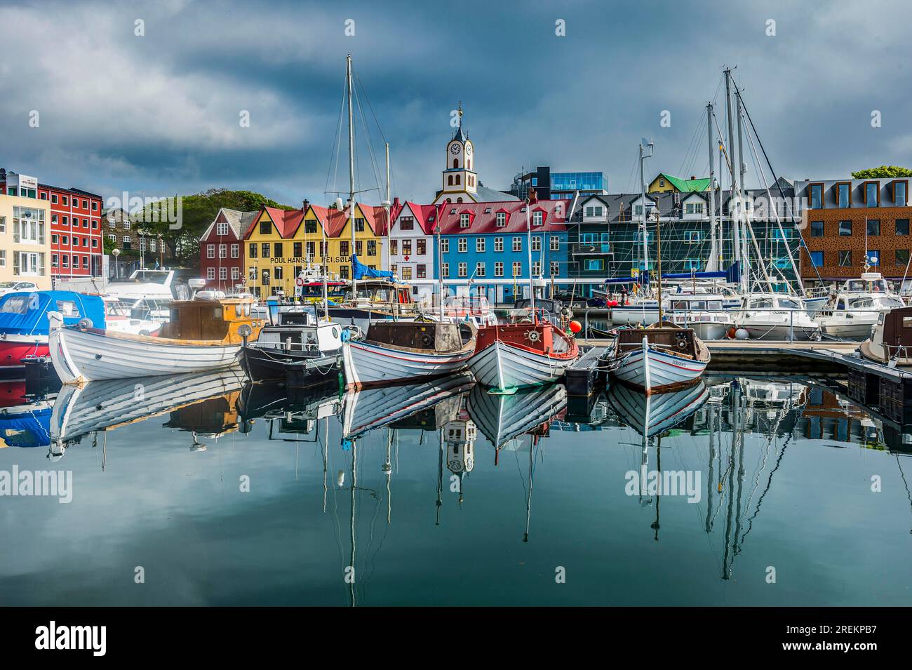 Harbour of Torshavn, capital of Faroe islands, Streymoy, Denmark Stock Photo