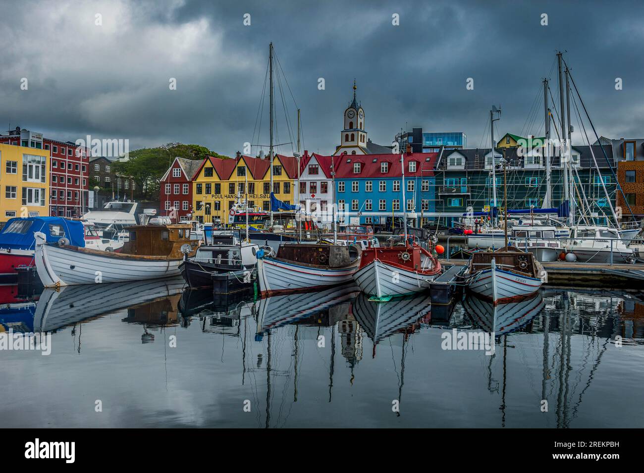 Harbour of Torshavn, capital of Faroe islands, Streymoy, Denmark Stock Photo