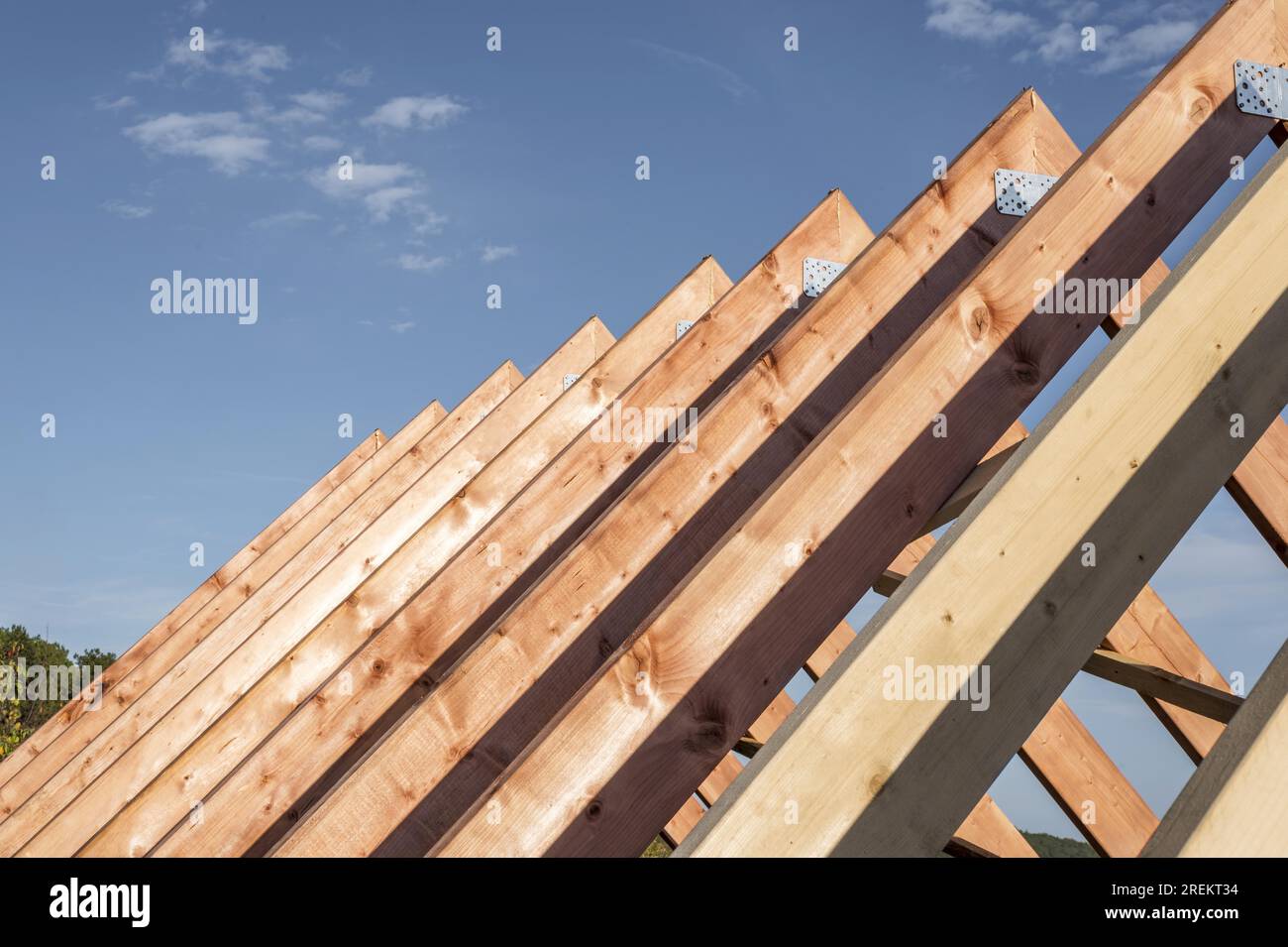 Front view construction roof daylight. Resolution and high quality