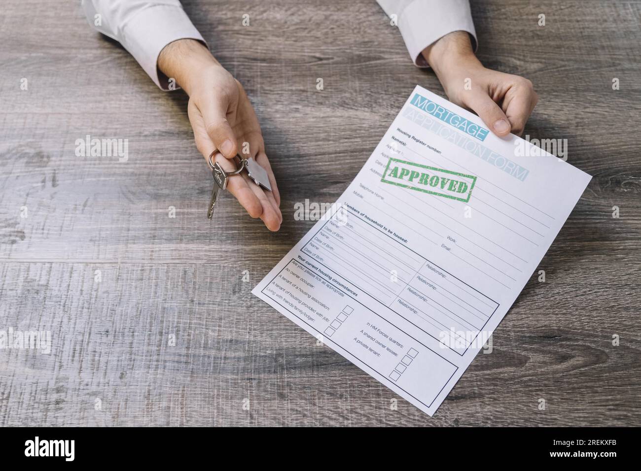 Crop realtor giving approve credit request. High resolution photo Stock ...