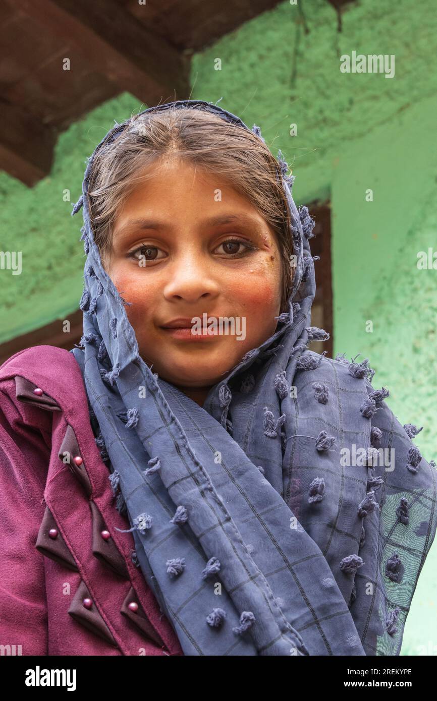 Kangan, Jammu and Kashmir, India. October 27, 2022. Child in a village