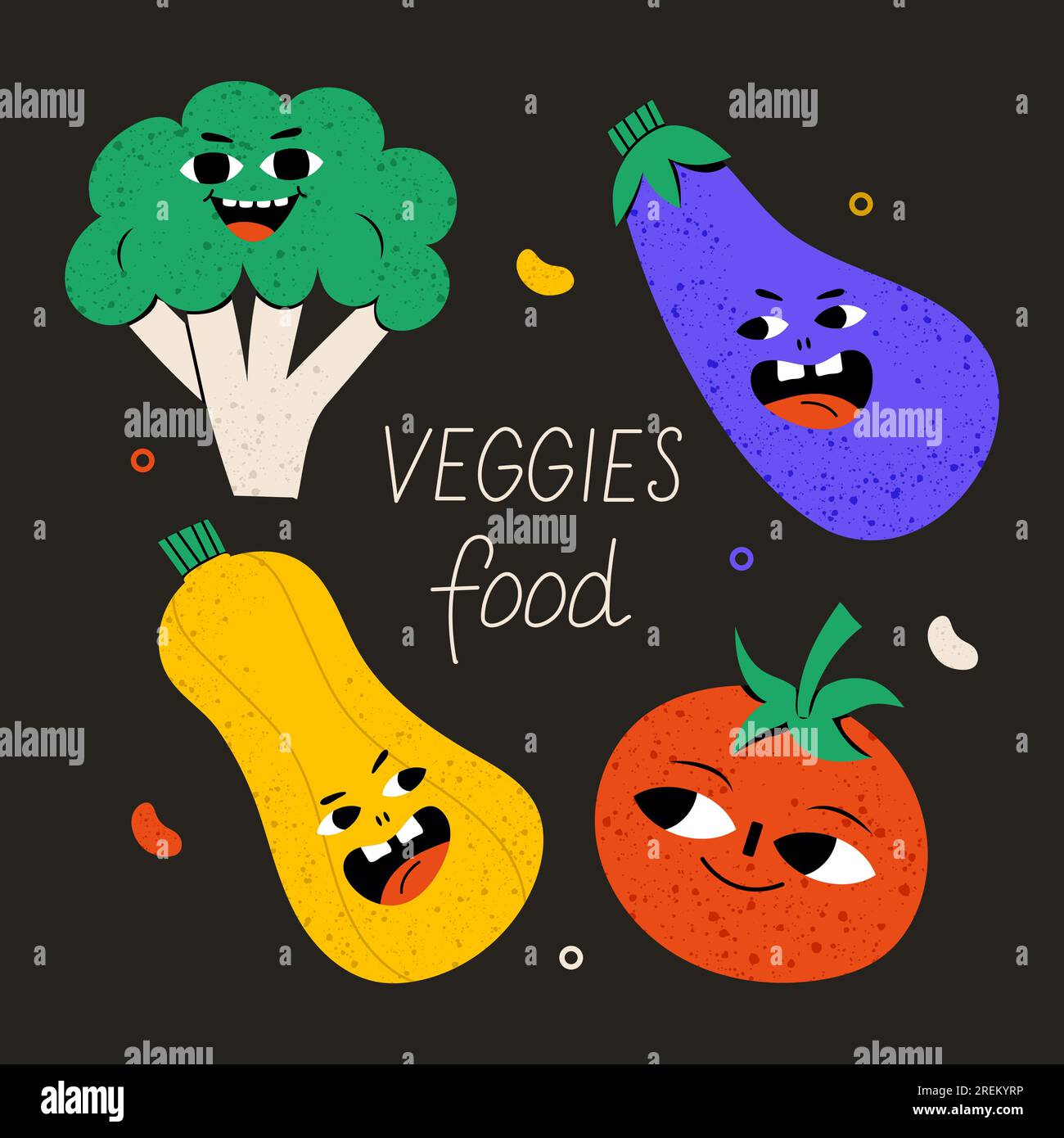 Vegetarian poster with slogan. Cute vegetable Stock Vector