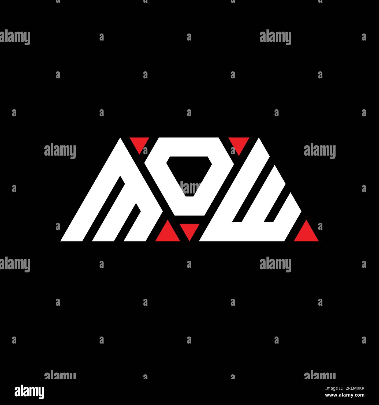 MOW triangle letter logo design with triangle shape. MOW triangle logo design monogram. MOW triangle vector logo template with red color. MOW triangul Stock Vector