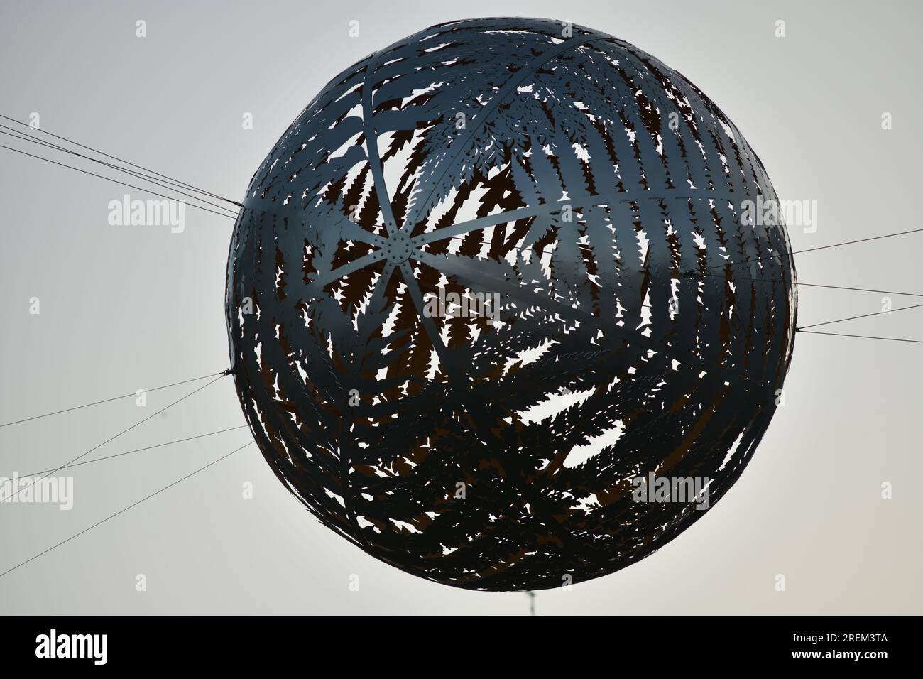 sculpture of a fern globe suspended in the Wellington Civic Square, New Zealand Stock Photo
