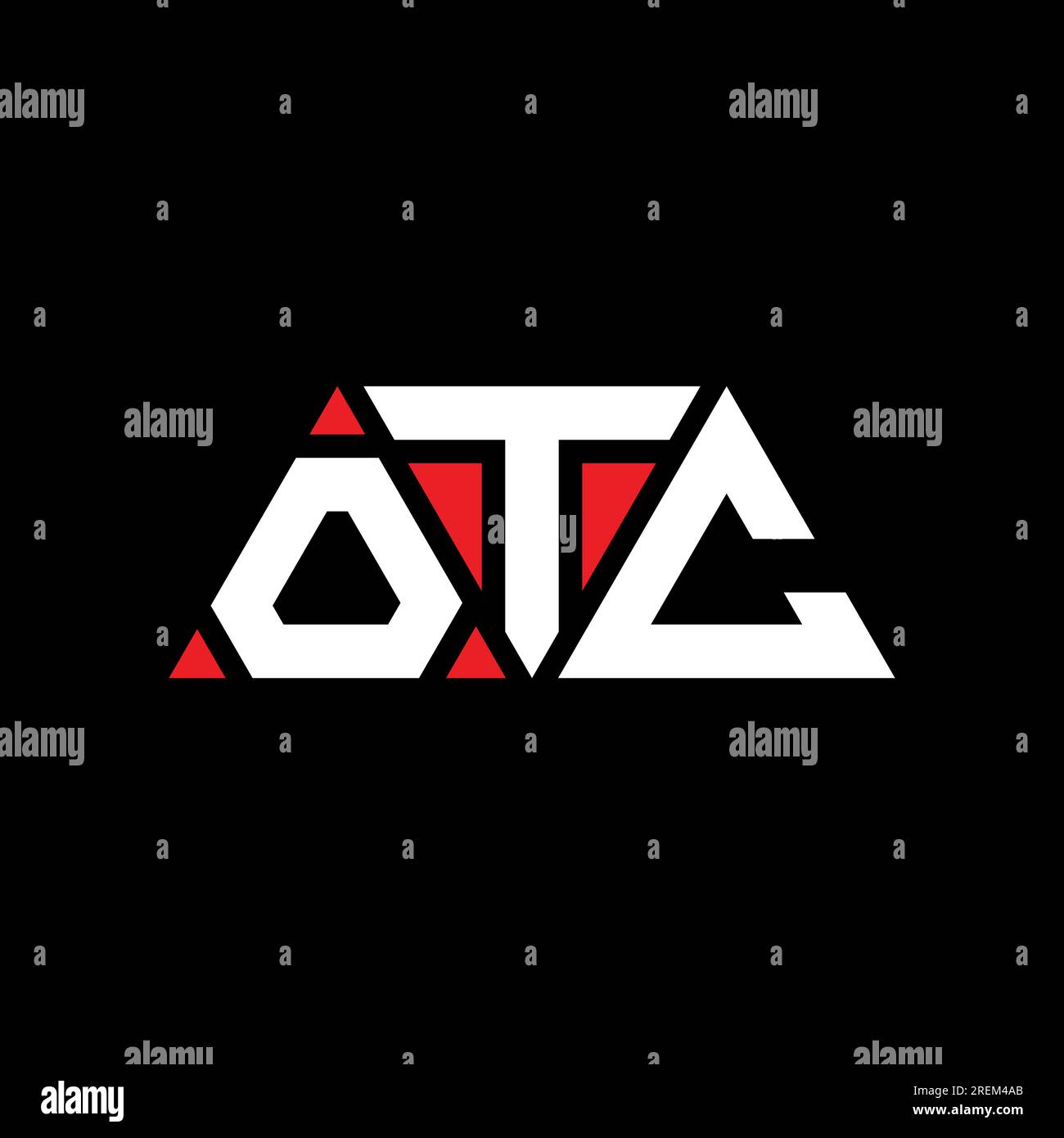 OTC triangle letter logo design with triangle shape. OTC triangle logo