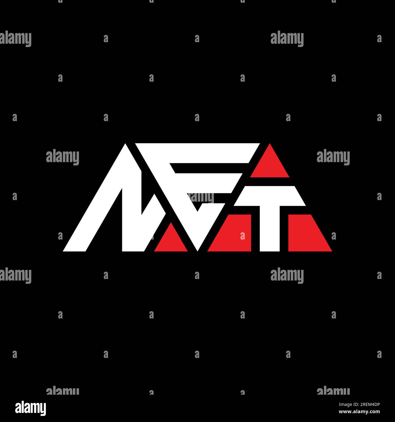 NET triangle letter logo design with triangle shape. NET triangle logo design monogram. NET triangle vector logo template with red color. NET triangul Stock Vector