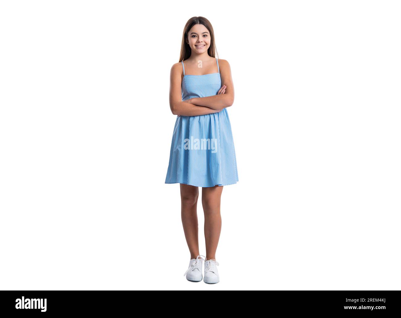 happy teen girl in summer dress isolated on white. teen girl in summer dress  at studio Stock Photo - Alamy