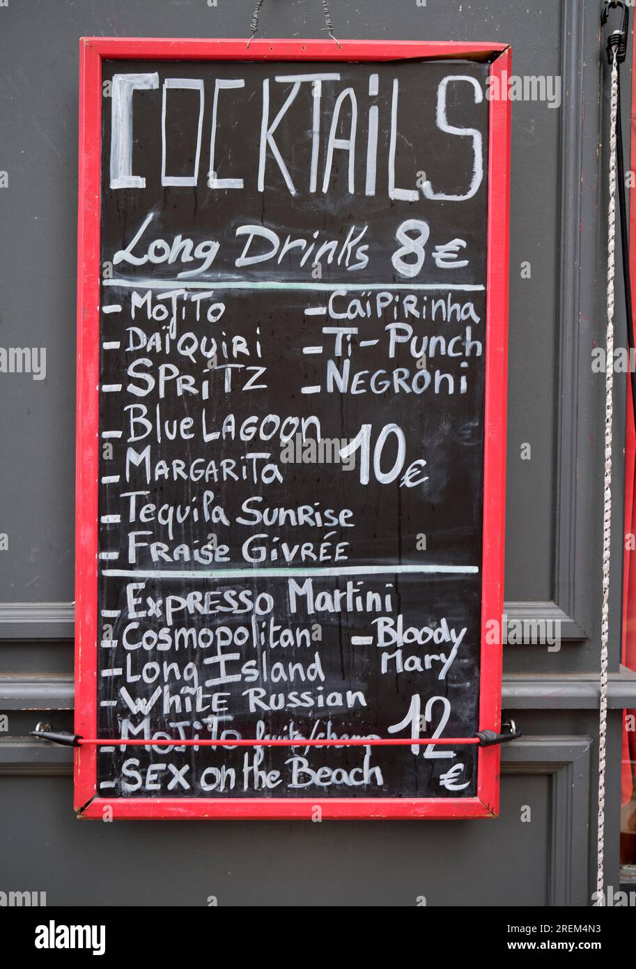 Bar Drinks Menu Board Marseille France Stock Photo Alamy