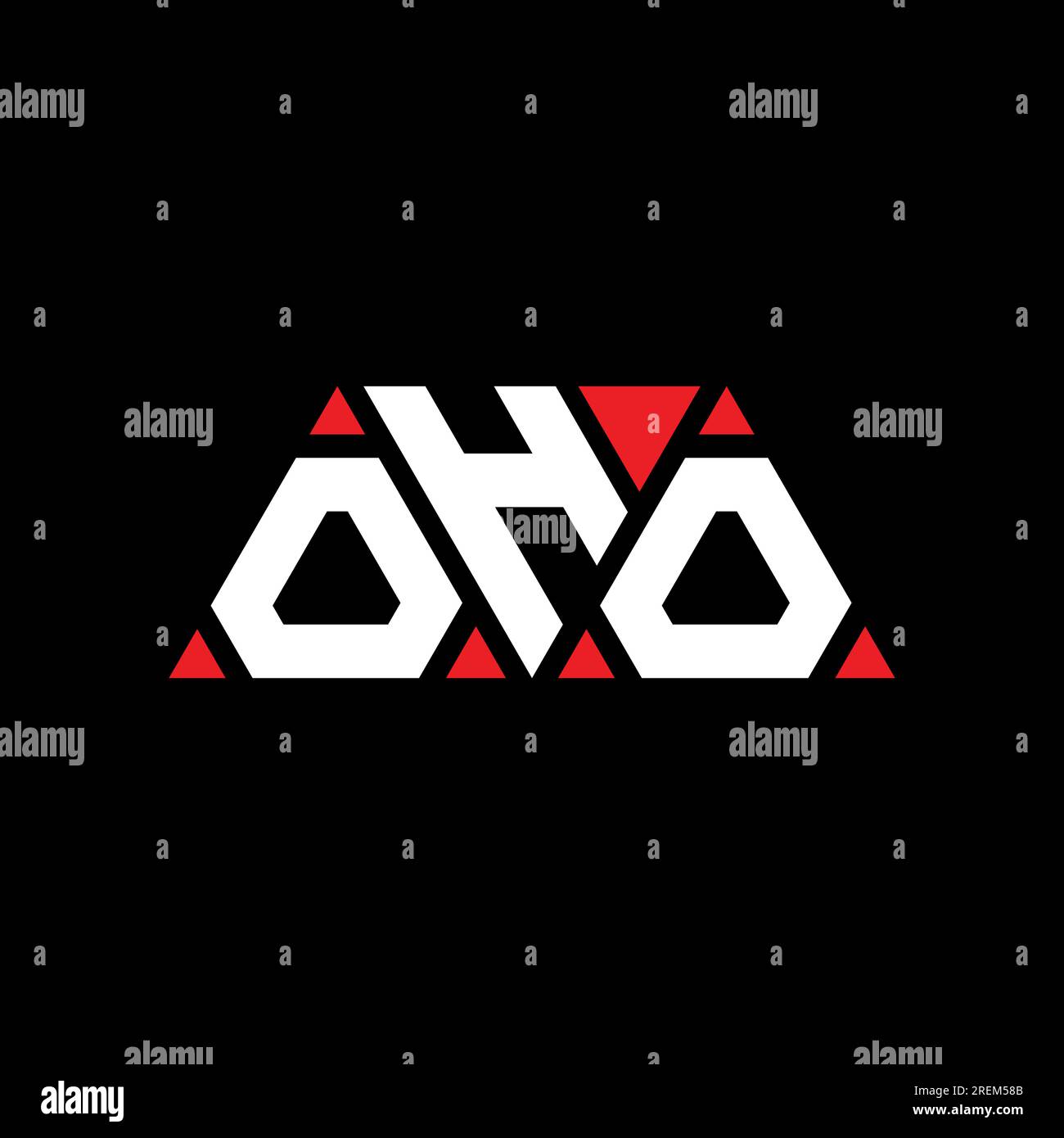 OHO triangle letter logo design with triangle shape. OHO triangle logo design monogram. OHO triangle vector logo template with red color. OHO triangul Stock Vector