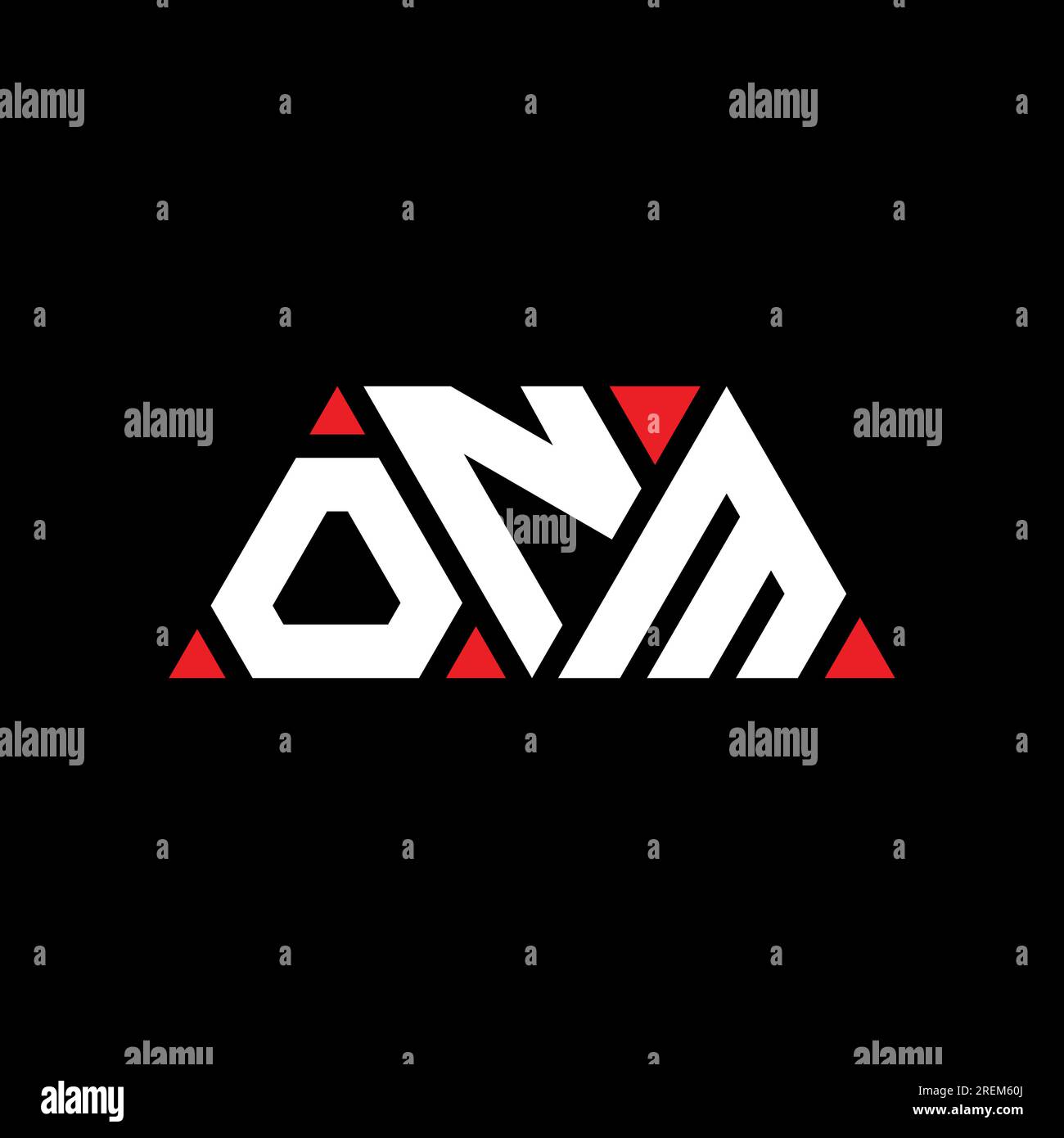ONM triangle letter logo design with triangle shape. ONM triangle logo