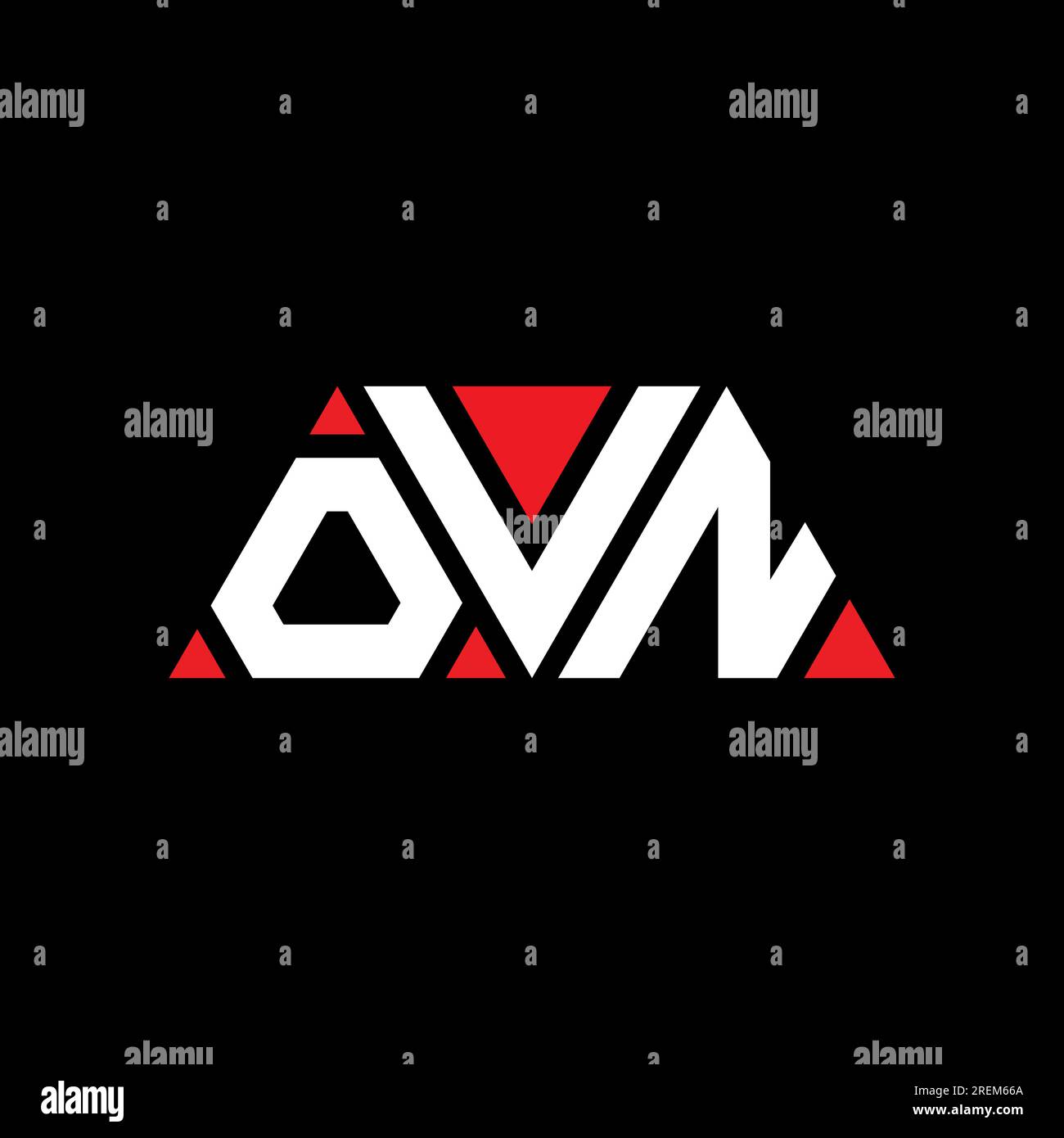 OVN triangle letter logo design with triangle shape. OVN triangle logo