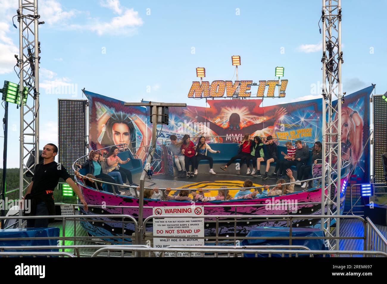 Buckie, Moray, UK. 28th July, 2023. This is scenes of the activities at Peter Fair which is held in a field outside Buckie Town. Credit: JASPERIMAGE/Alamy Live News Stock Photo