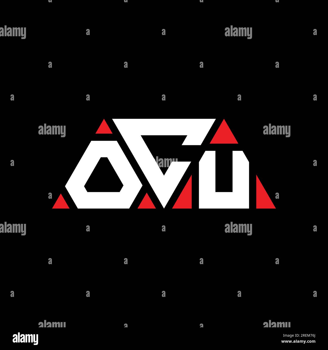 OCU triangle letter logo design with triangle shape. OCU triangle logo