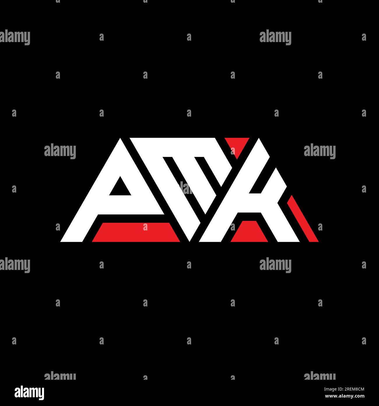 PMK triangle letter logo design with triangle shape. PMK triangle logo