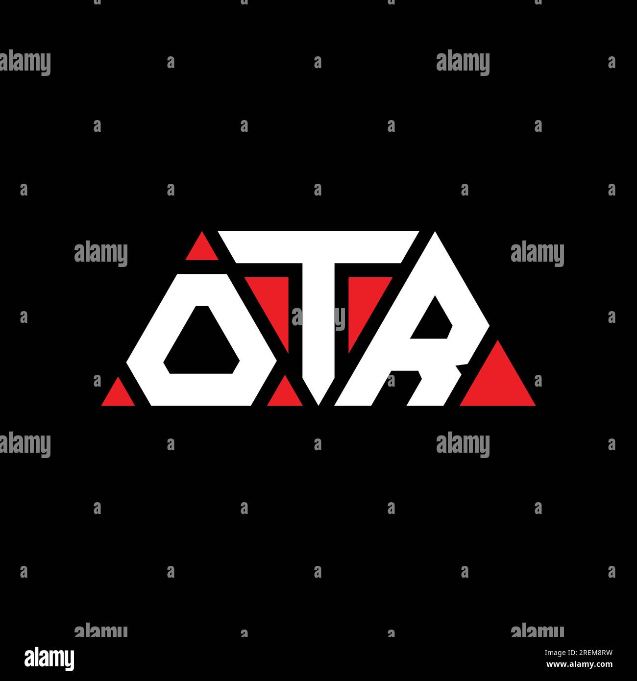 OTR triangle letter logo design with triangle shape. OTR triangle logo design monogram. OTR triangle vector logo template with red color. OTR triangul Stock Vector