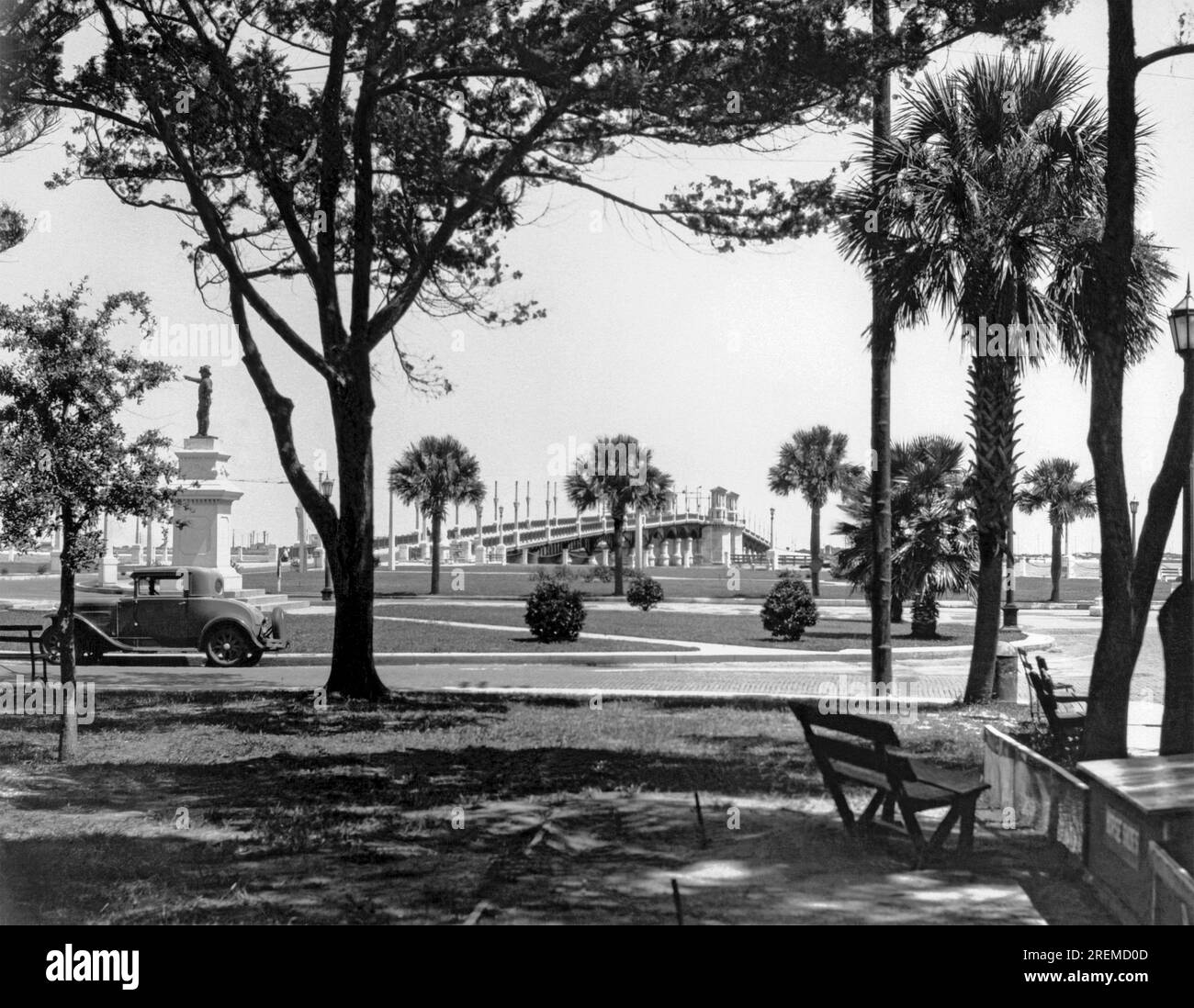 St. Augustine, Florida c 1928 A view through the trees of the Matanzas