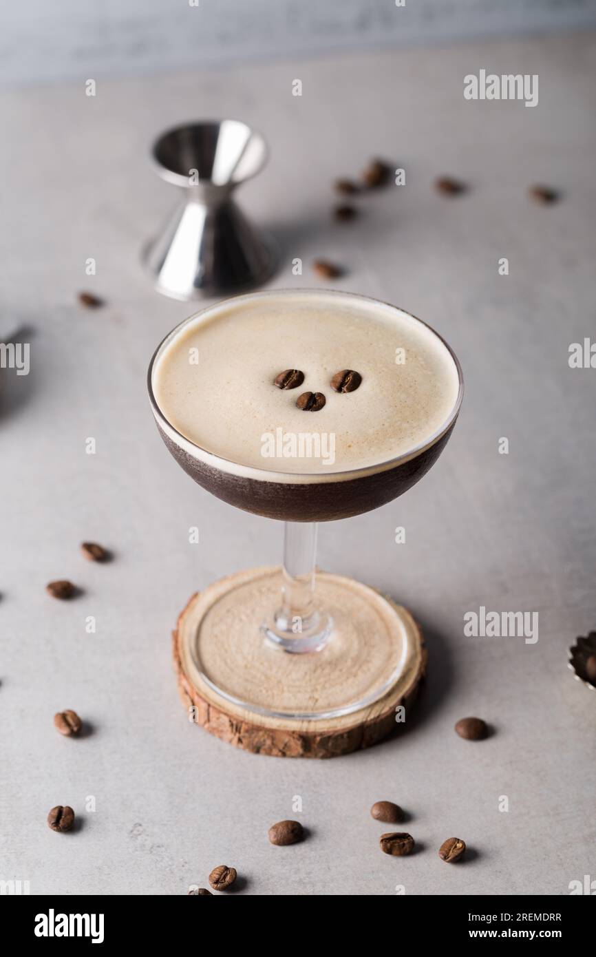 Espresso Martini Cocktail booze vodka, espresso, coffee liqueur and