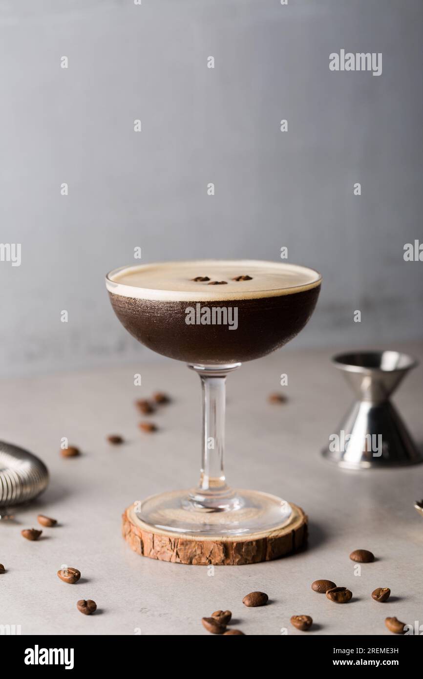 Espresso Martini Cocktail booze vodka, espresso, coffee liqueur and