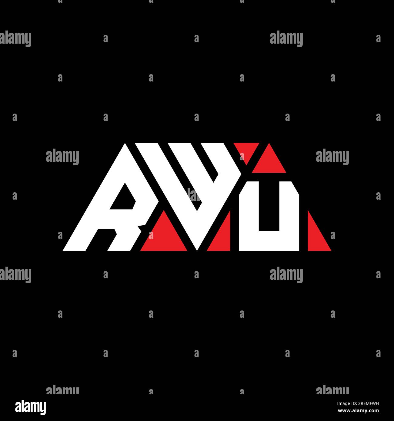 RWU triangle letter logo design with triangle shape. RWU triangle logo