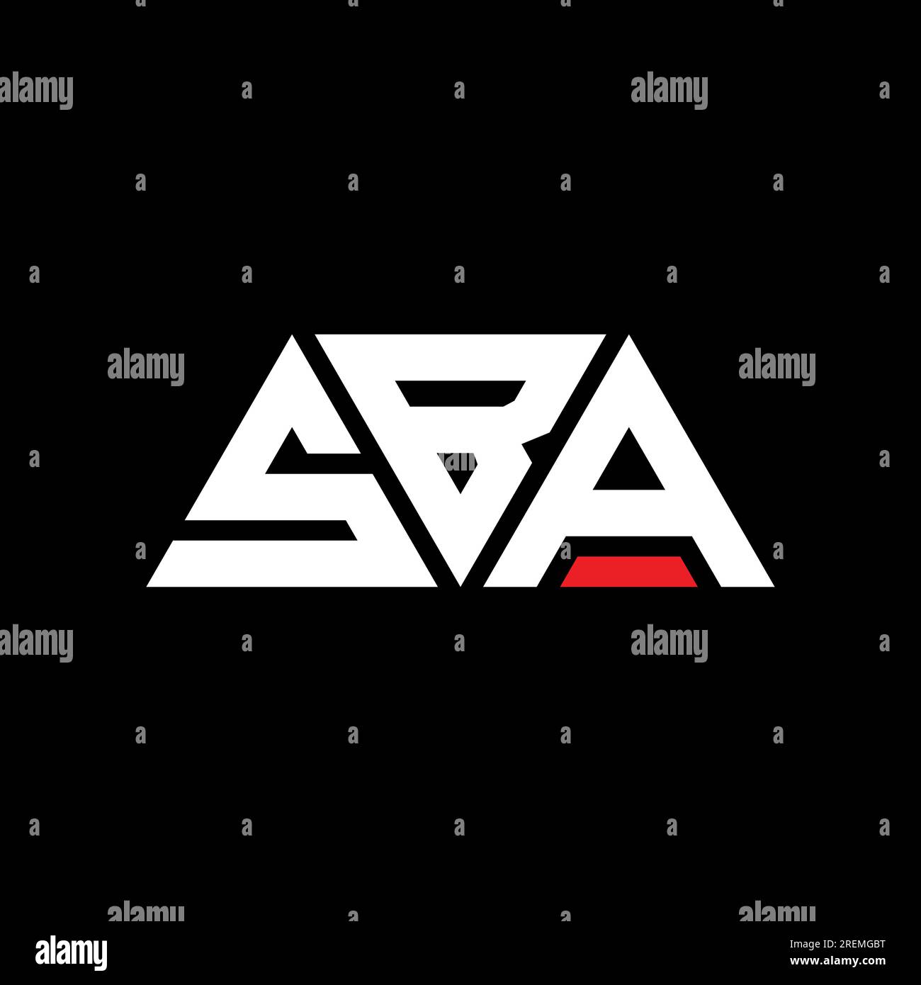 SBA triangle letter logo design with triangle shape. SBA triangle logo design monogram. SBA triangle vector logo template with red color. SBA triangul Stock Vector