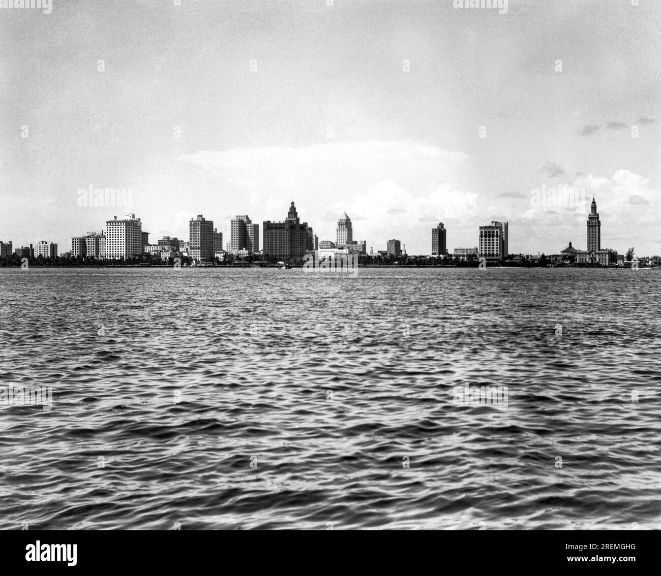 Miami, Florida c. 1928 The skyline of Miami as seen from Miami Beach