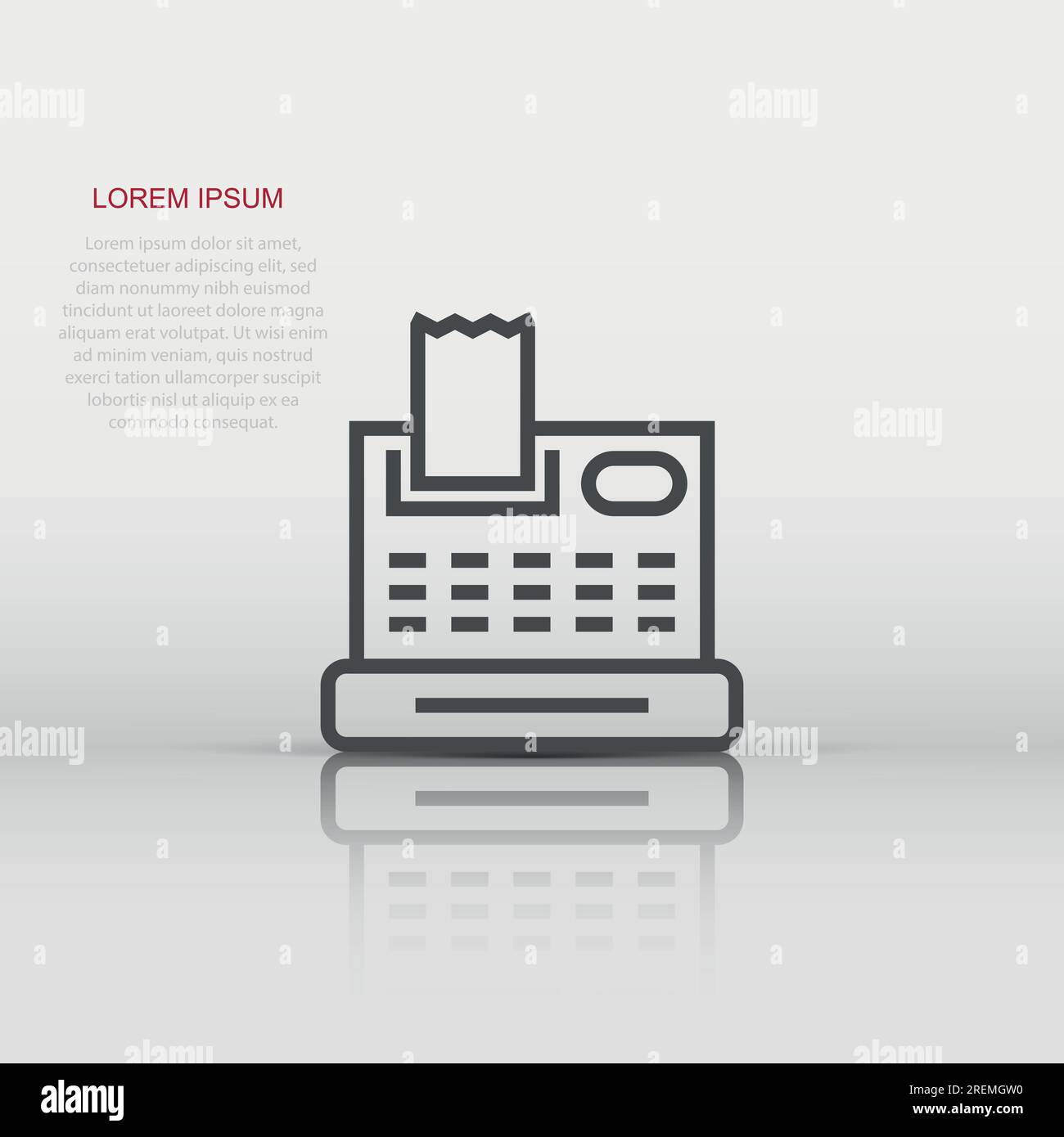 Cash register icon in flat style. Check machine vector illustration on