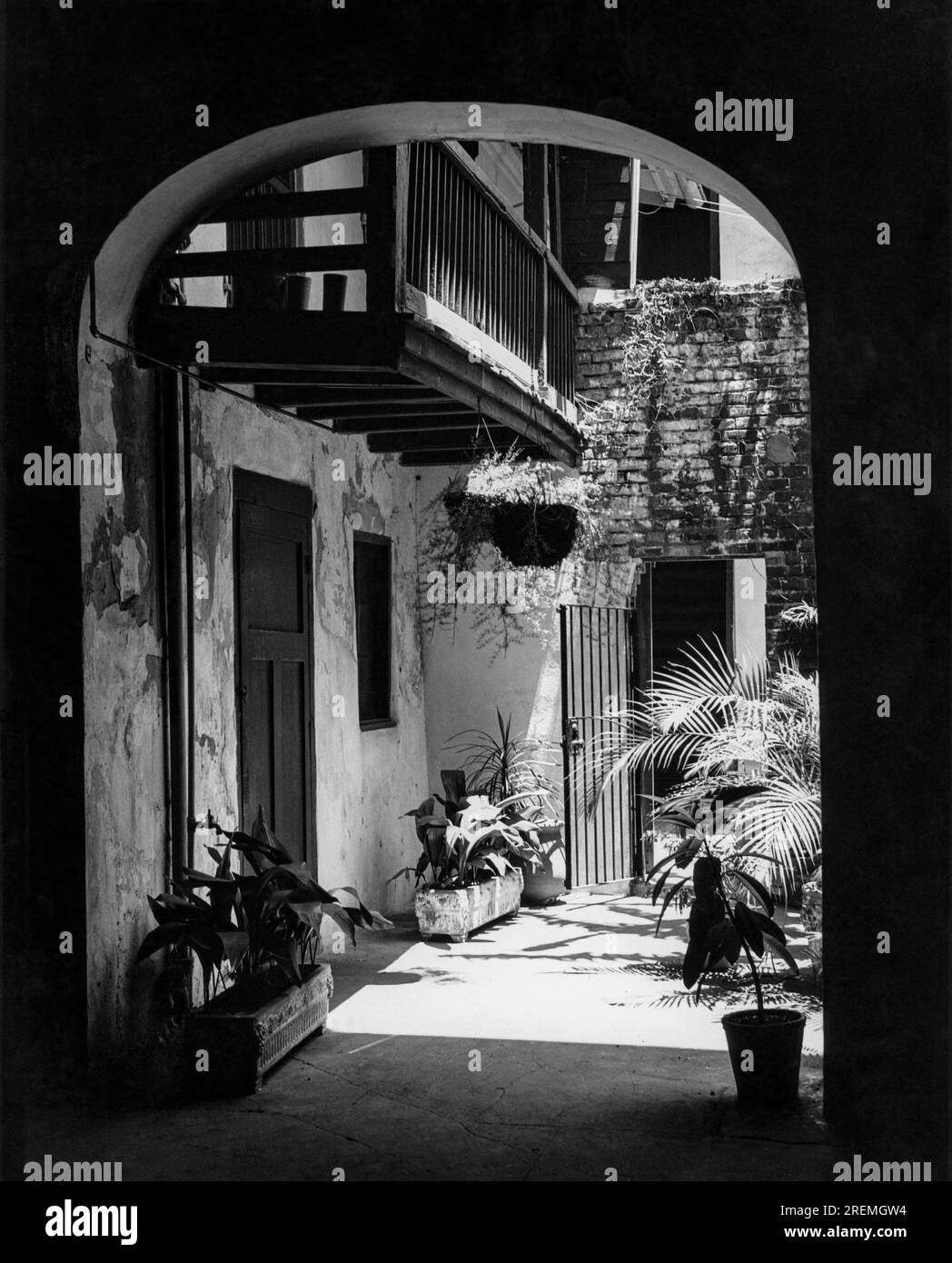 New Orleans, Louisiana c. 1960 A courtyard in the French Quarter of