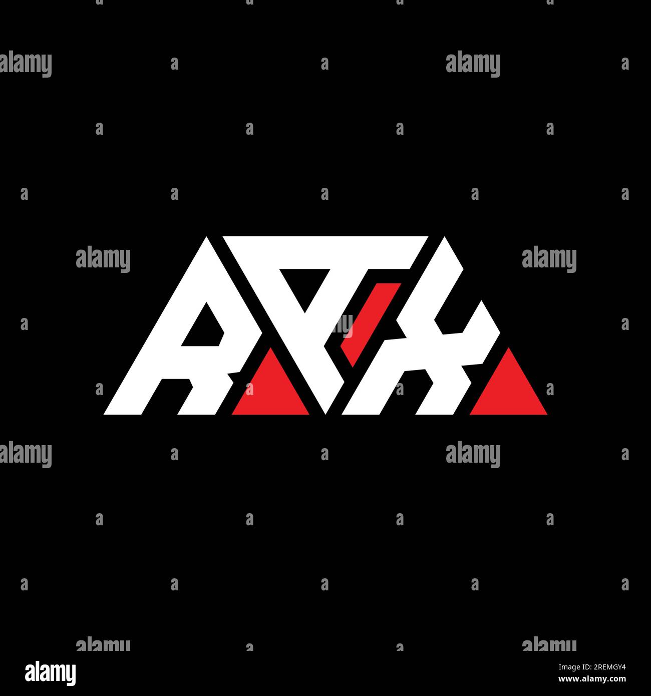 RAX triangle letter logo design with triangle shape. RAX triangle logo design monogram. RAX triangle vector logo template with red color. RAX triangul Stock Vector