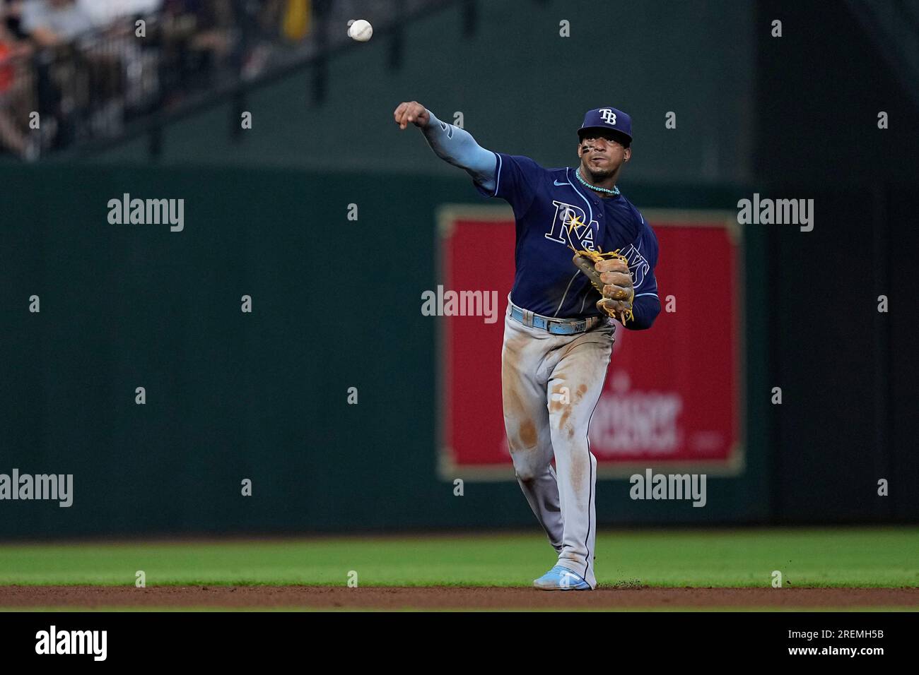 Tampa Bay Rays shortstop Wander Franco fields a ground ball out