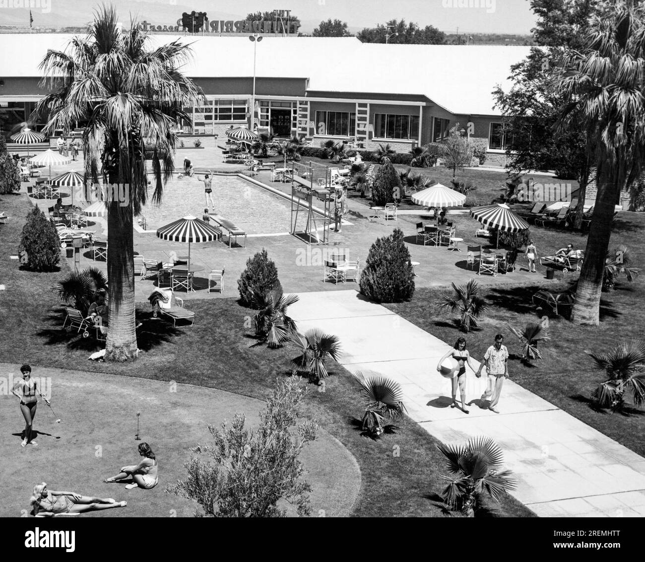 Las Vegas, Nevada: December 6, 1956 The outdoor pool and patio scene at
