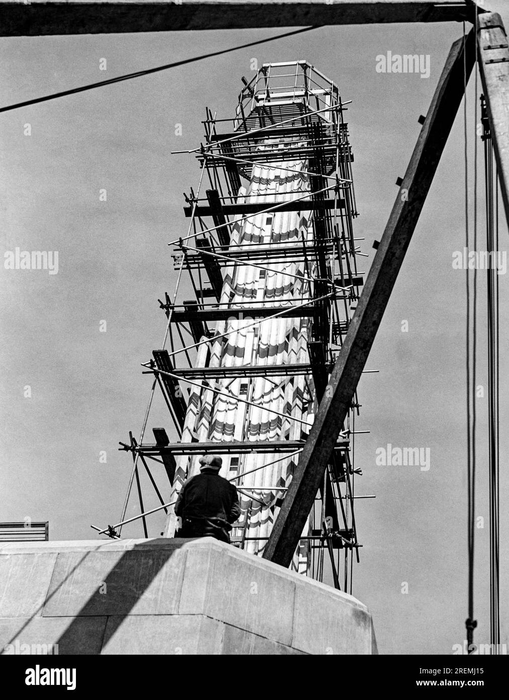 Chicago, Illinois: July 29, 1930 Work being done on the Lindbergh
