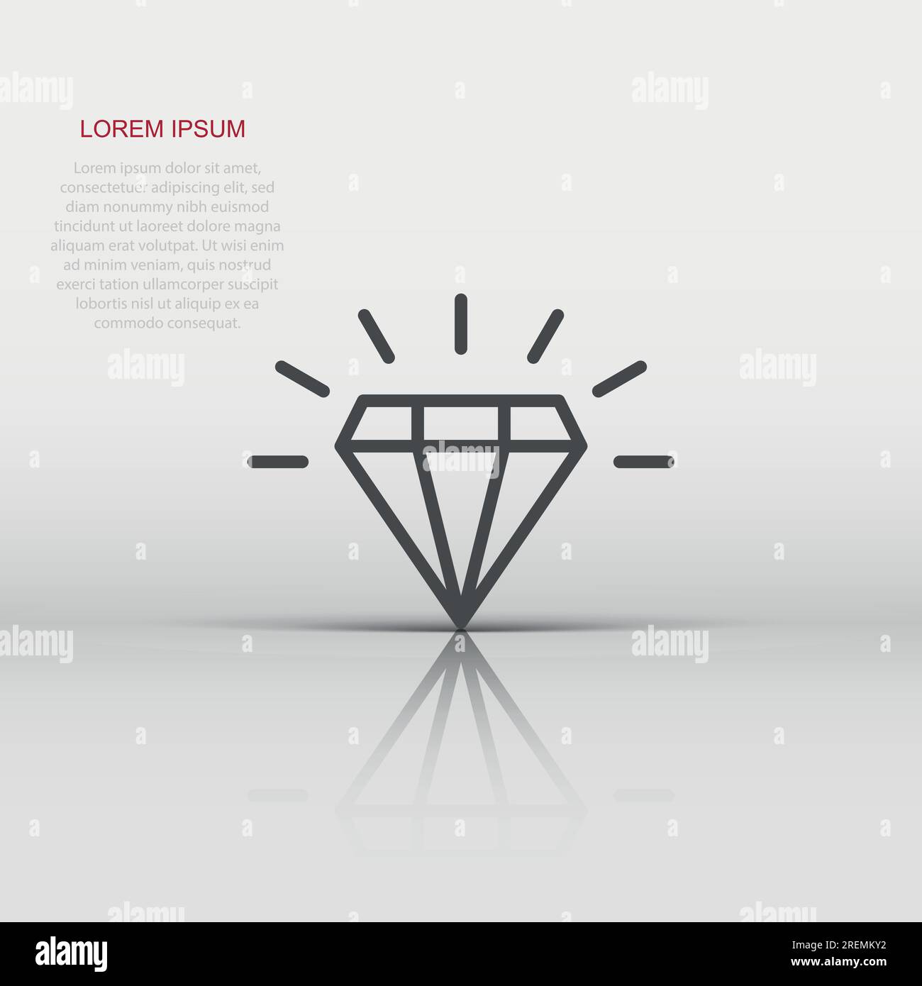 Diamond gem icon in flat style. Gemstone vector illustration on white ...