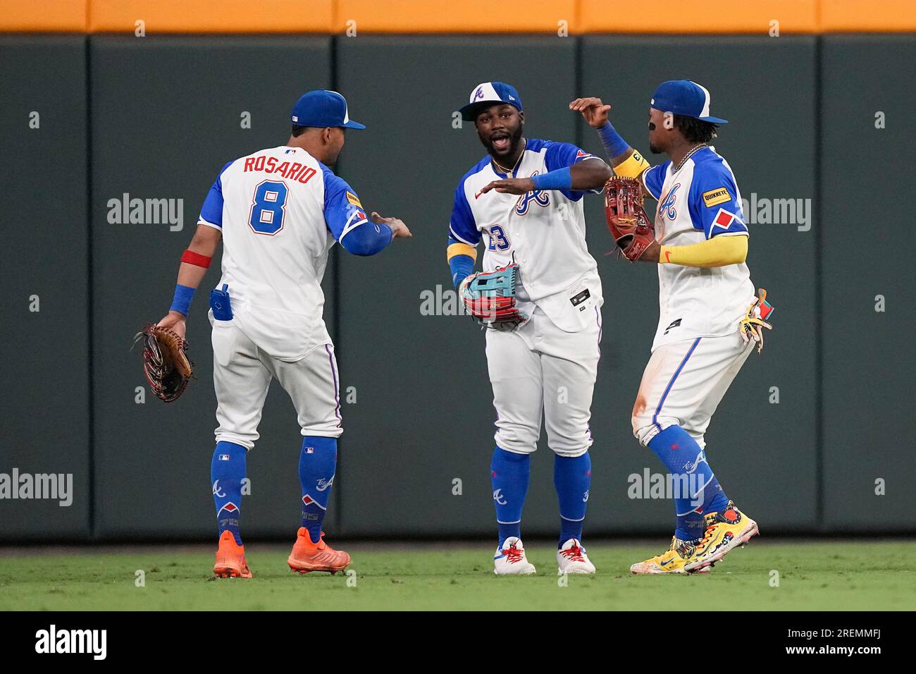 From left Ronald Acuña Jr., of the Atlanta Braves, catcher Wilson