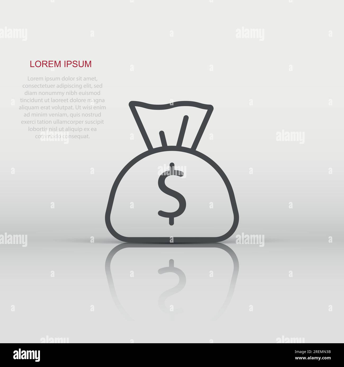 Money bag icon in flat style. Moneybag with dollar vector illustration ...
