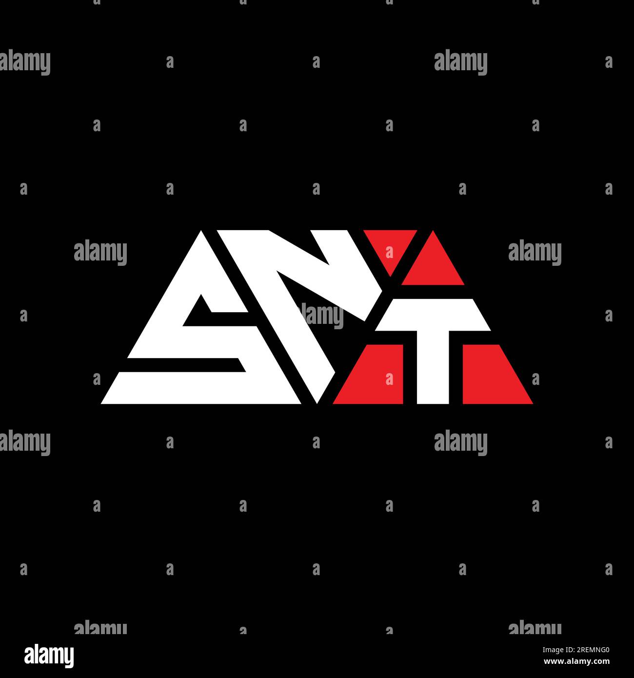 SNT triangle letter logo design with triangle shape. SNT triangle logo design monogram. SNT triangle vector logo template with red color. SNT triangul Stock Vector
