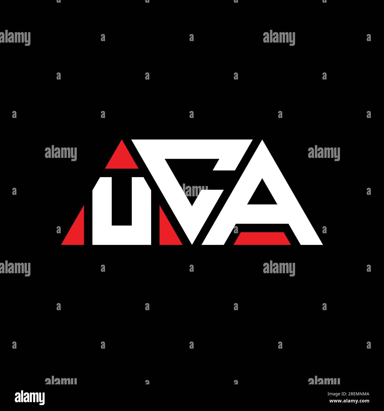 UCA triangle letter logo design with triangle shape. UCA triangle logo design monogram. UCA triangle vector logo template with red color. UCA triangul Stock Vector